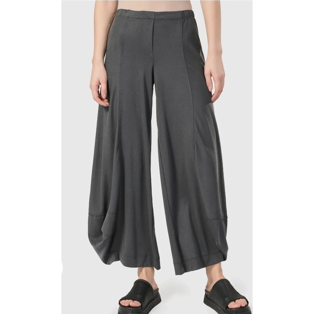 Alembika Essential Go To Punto Pants Charcoal Gray Ribbed Wide Leg Balloon Sz 0